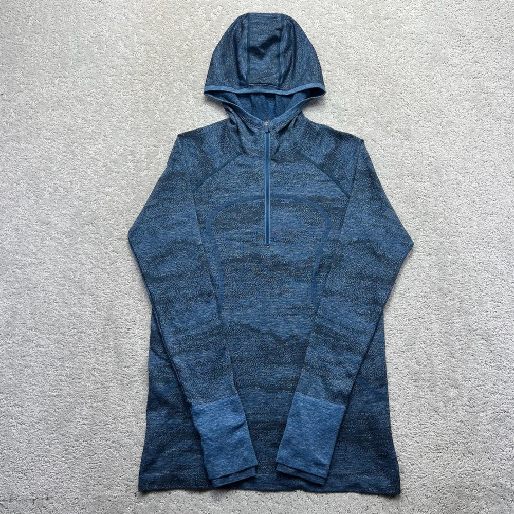 Lululemon Hoodie Women 12 Blue Swiftly Speed 1/2 Zip Pullover Lightweight Hooded